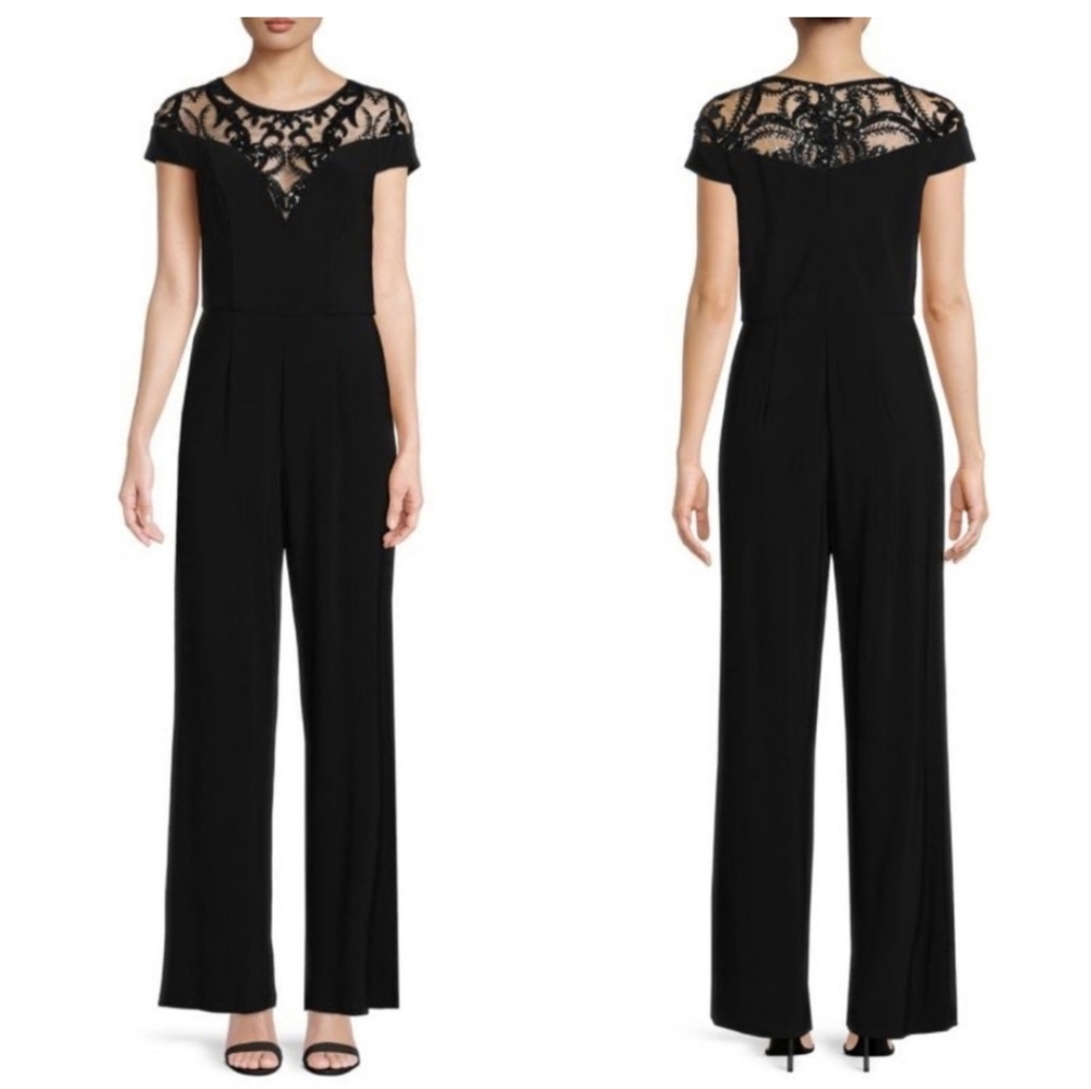 Adrianna Papell Black Jumpsuit Modern Minimalist Design